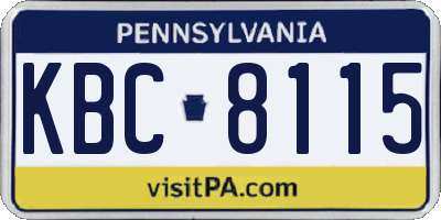 PA license plate KBC8115