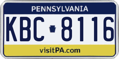 PA license plate KBC8116