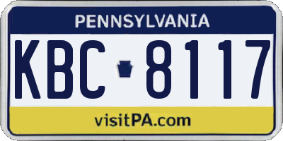 PA license plate KBC8117