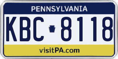 PA license plate KBC8118