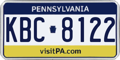 PA license plate KBC8122