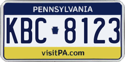 PA license plate KBC8123