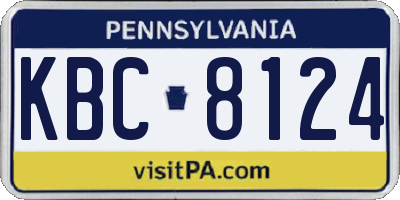 PA license plate KBC8124