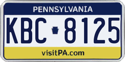 PA license plate KBC8125