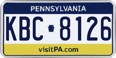 PA license plate KBC8126