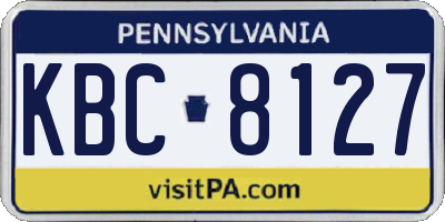 PA license plate KBC8127