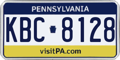 PA license plate KBC8128