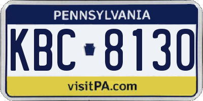 PA license plate KBC8130