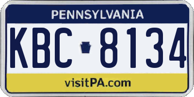 PA license plate KBC8134