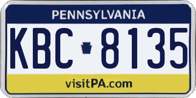 PA license plate KBC8135