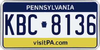 PA license plate KBC8136