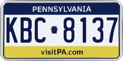 PA license plate KBC8137
