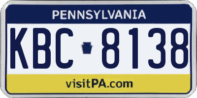 PA license plate KBC8138