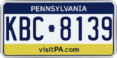 PA license plate KBC8139