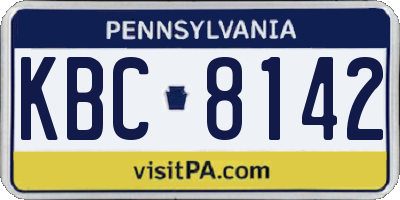 PA license plate KBC8142