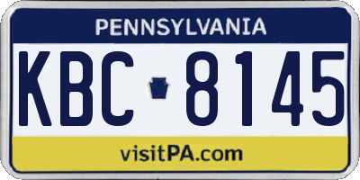 PA license plate KBC8145