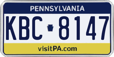 PA license plate KBC8147