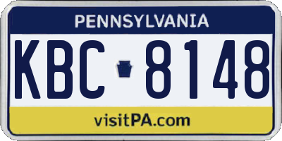 PA license plate KBC8148