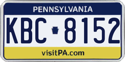 PA license plate KBC8152