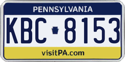 PA license plate KBC8153
