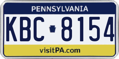 PA license plate KBC8154