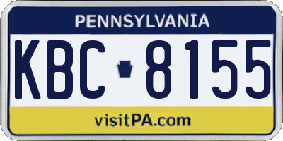 PA license plate KBC8155