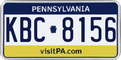 PA license plate KBC8156