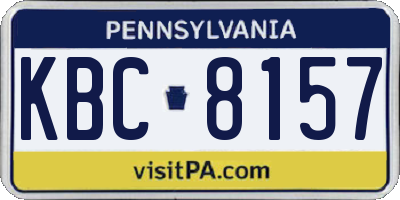 PA license plate KBC8157