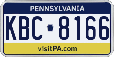 PA license plate KBC8166