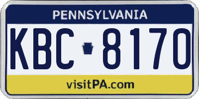 PA license plate KBC8170