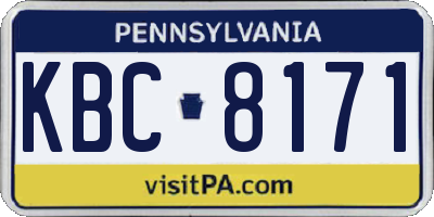 PA license plate KBC8171