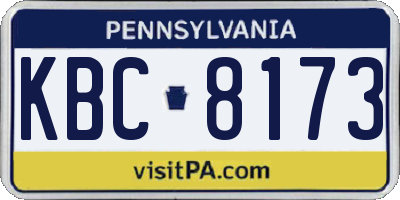 PA license plate KBC8173