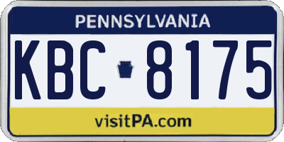 PA license plate KBC8175