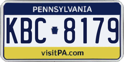 PA license plate KBC8179