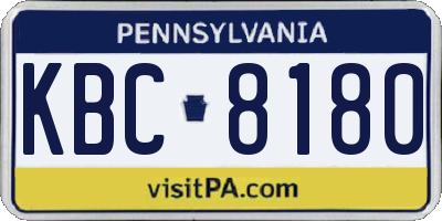 PA license plate KBC8180