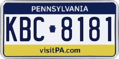 PA license plate KBC8181