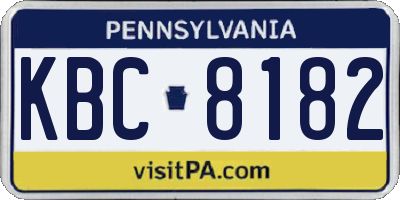 PA license plate KBC8182