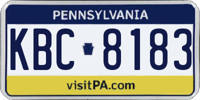 PA license plate KBC8183