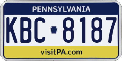 PA license plate KBC8187