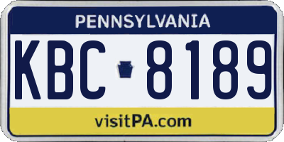 PA license plate KBC8189