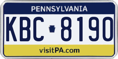 PA license plate KBC8190