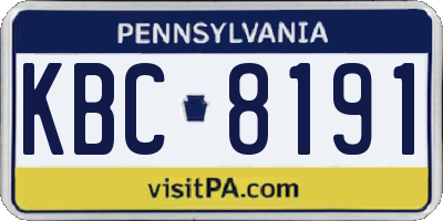 PA license plate KBC8191