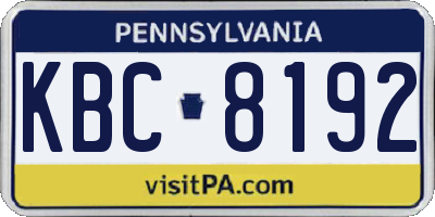 PA license plate KBC8192