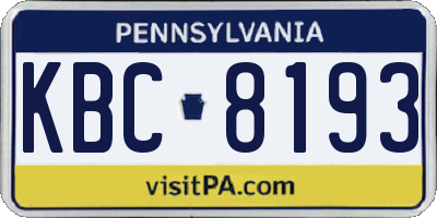 PA license plate KBC8193