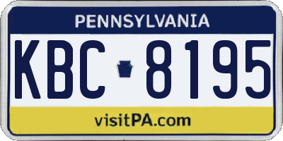 PA license plate KBC8195