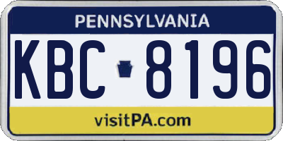 PA license plate KBC8196
