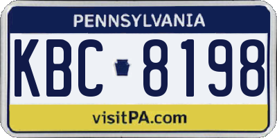 PA license plate KBC8198