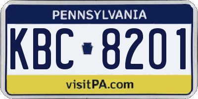 PA license plate KBC8201