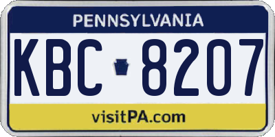 PA license plate KBC8207