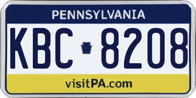 PA license plate KBC8208